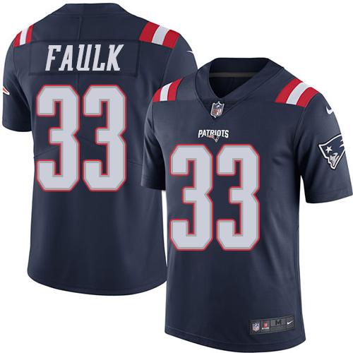 Nike Patriots #33 Kevin Faulk Navy Blue Men's Stitched NFL Limited Rush Jersey - Click Image to Close